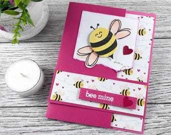 Bee Mine Valentine Card | Handmade Love Card