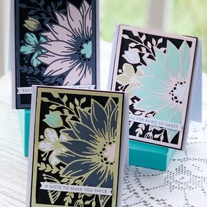 Belles cartes Blossoms | Cartes de fleurs| | de cartes de remerciement Cartes d’amitié | Penser à vous cartes | Ensemble de 3