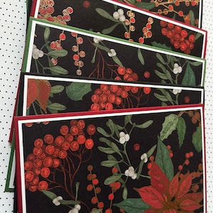 Tarjetas Poinsettia / Tarjetas de Navidad / Tarjetas de Invierno / Tarjetas de lámina de oro / Conjunto de tarjetas de notas / Conjunto estacionario / Conjunto de 6