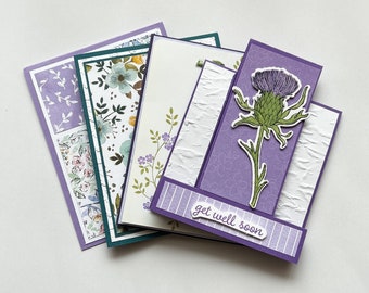 Mixed Card Lot || Thinking of You Cards || Get Well Cards || Friendship Cards || Stampin Up Cards Set of 4