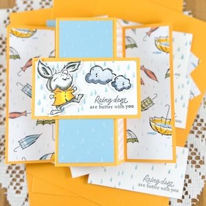 DIY Karten Karten machen Kit || Spielen im Regen Karten || Denken an Dich Karten || Lustige Klappkarten || Stampin Up Karten || 4er Set
