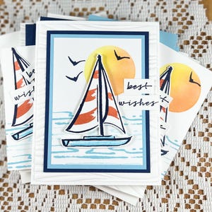 Kit fai da te per realizzare biglietti // Biglietti di auguri // Biglietti maschili // Biglietti di vela // Set di 4