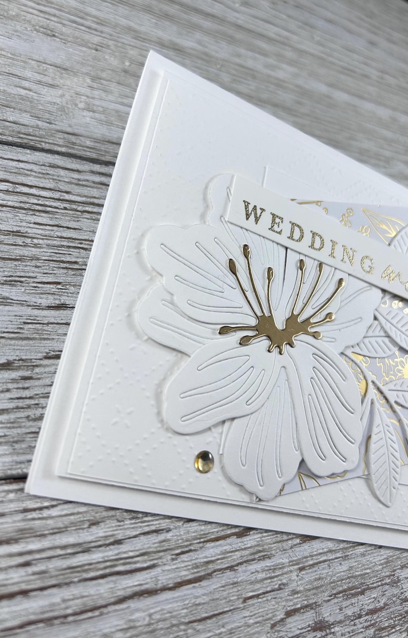 Handmade Wedding Card | White Gold Floral Wedding Wishes Bride Groom ...