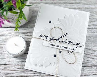 Handmade Embossed Floral Anniversary Card | Gold Detail