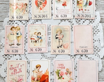 Vintage Style Valentine Tickets // Shabby Style Valentine Tickets // Valentine Tags // Gift Tags // Set of 12