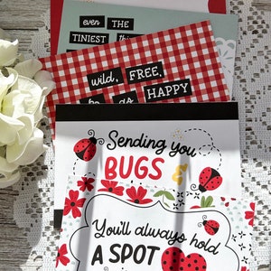 Cartes postales de Valentine de coccinelle || Cartes postales de la Saint-Valentin || Lot de 5