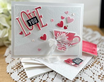 DIY Card Making Kit || Valentine’s Cards || Anniversary Cards || Love Cards || Tea Cup Cards || Shabby || Stampin Up Cards || Set of 4