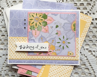 Thinking of You Card Kit | Floral Pastel Paper Craft Set (3 Cards)
