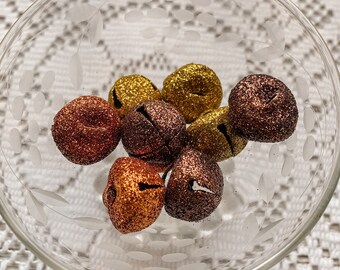 Harvest Style Glitter Metal Bells // Autumn Embellishments // Fall Embellishments // Crafting Supplies // Set of 9