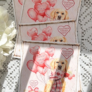 Art Mail || Cartes postales de la Saint-Valentin | |Cartes postales Golden Retriever || Cartes postales d'animaux || Cartes postales de chien || Lot de 4