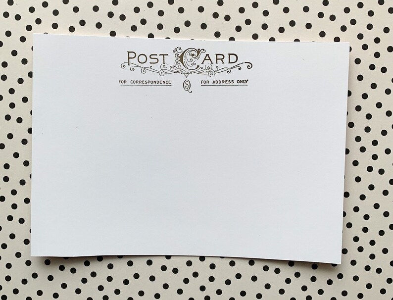 May include: Blank white postcard with the words "POST CARD" in a decorative font. The text "FOR CORRESPONDENCE" and "FOR ADDRESS ONLY" are printed below the title.
