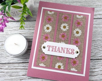 Handmade Pink Daisy Thank You Card | Elegant Appreciation