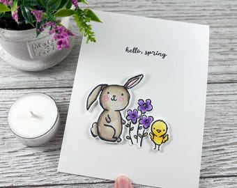Handmade Bunny Chick Spring Card | Easter Greeting
