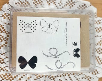 Flight of The Butterfly Rubber Stamp Set | Wood Mount, Sentiment Stamps