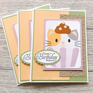 Joyeux anniversaire | | faits à la main | kitty | cupcakes | de la carte de notes Lot de 3 | | de cartes de vœux Frais de port inclus