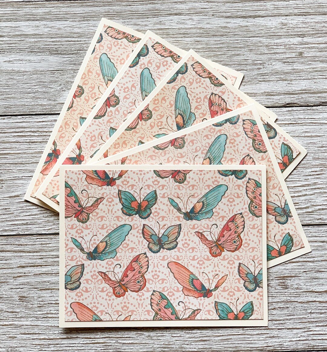 Butterfly Note Cards Set | Vintage Shabby Chic Style - Etsy Canada