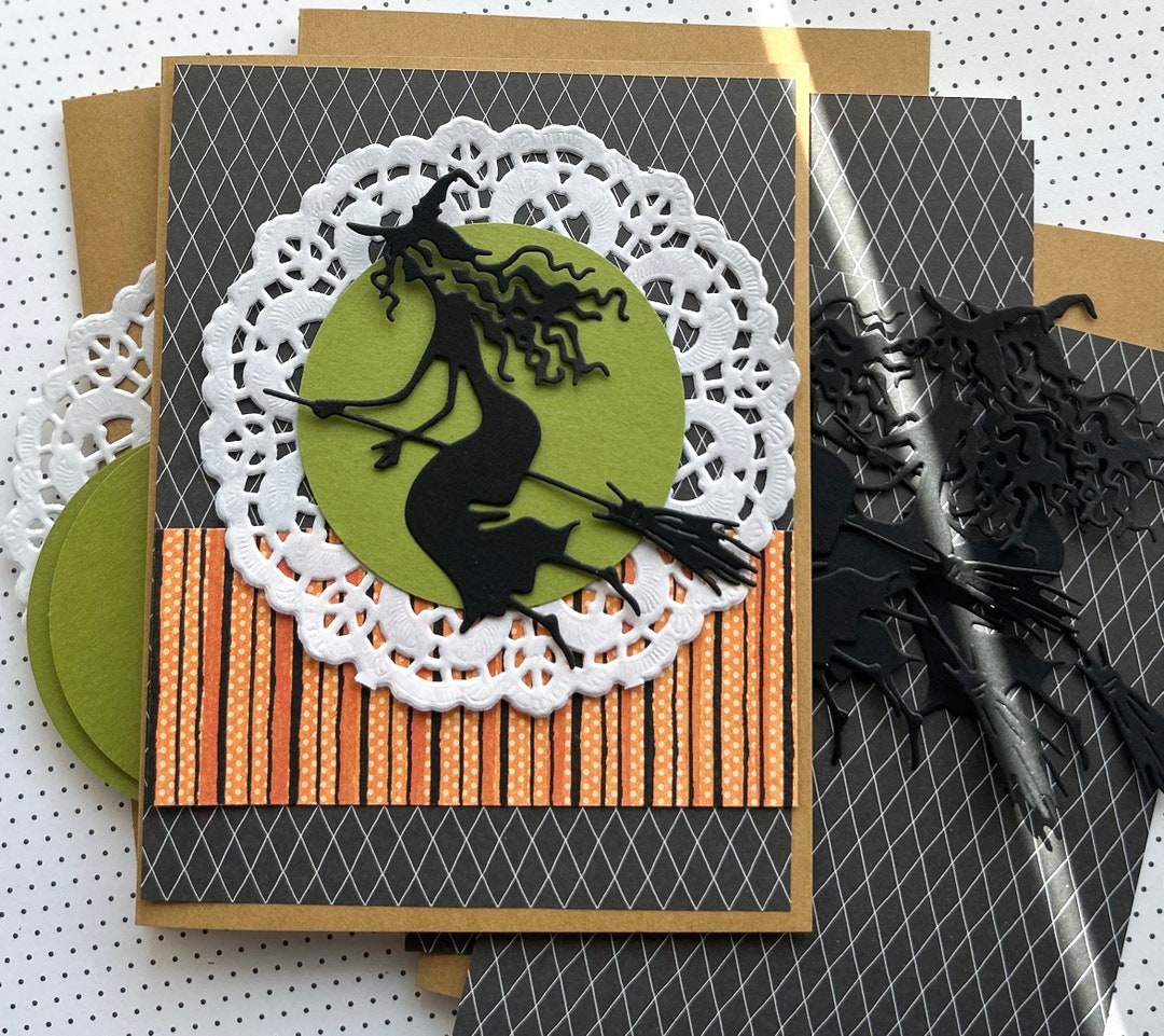 DIY Card Kit Halloween Cards Black Witch Halloween Card Etsy