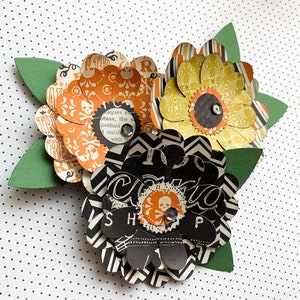 || d’embellissement de fleurs en papier d’Halloween || d’embellissement de cartes d’Halloween || d’embellissement de journaux indésirables || d’embellissement du planificateur Ensemble de 3
