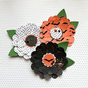 Embellissement de fleurs en papier d’Halloween || Embellissement de la carte d’Halloween || Embellissement du journal indésirable || Embellissement du planificateur || Lot de 3
