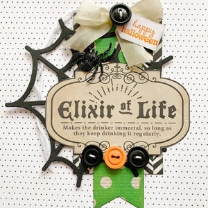 Etiqueta de Halloween estilo vintage || Enfeite de Halloween || Marcador de Halloween