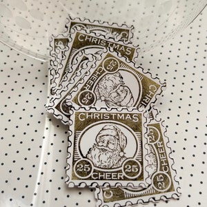 Adesivos Postais de Inverno || Adesivos de Natal || Floresta Verde Musgo || Adesivos estilo vintage || Selos de adesivos || Conjunto de 12