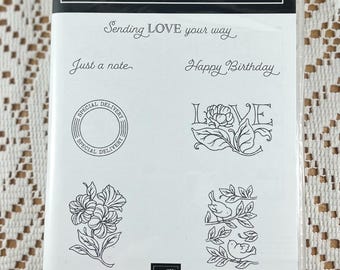 Posted For You Stampin Up Stamp Set || Cling Rubber Stamps || Flower Stamps || Just A Note Stamp || Birthday Stamp || Floral Stamps