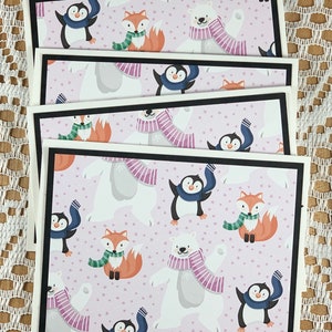 Cartes Pingouin | cartes de Noël | Cartes d’hiver | | des cartes Stampin Up Cartes joyeuses .| Remarque Jeu de cartes | Ensemble de 4