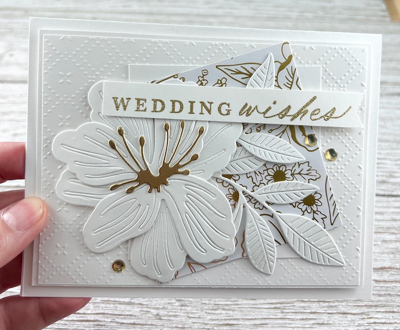 Handmade Wedding Card | White Gold Floral Wedding Wishes Bride Groom ...