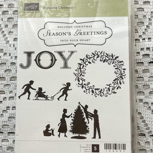 Bienvenida Navidad // Set de sellos Stampin Up // EUC // Sellos de goma adherentes // Alegría // Felices fiestas // Familia // Trineo // Set de 5