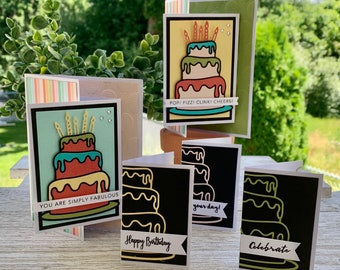Celebration Cards | Birthday Cards | Cake Cards | Tags | Set of 5