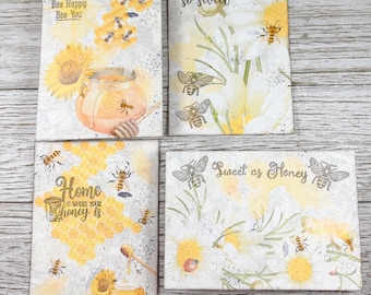 Honey Bee Postcards | Shabby Chic Vintage Style, Set of 4