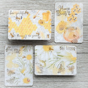 Art Mail | cartes postales d'abeille | Cartes Postales Abeille | Cartes postales de journal indésirable | Style minable | de style vintage cartes postales | Lot de 4