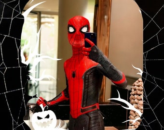 Costume cosplay di Spider Man lontano da casa, Costume di Halloween in lycra di Spider Man lontano da casa, Abito di Spider Man lontano da casa