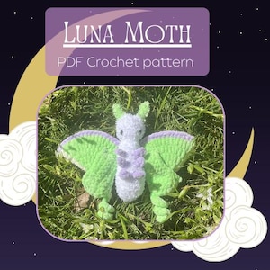 Luna Moth Crochet Pattern | Moth Crochet Pattern, PDF Crochet Pattern, Amigurumi Crochet Pattern