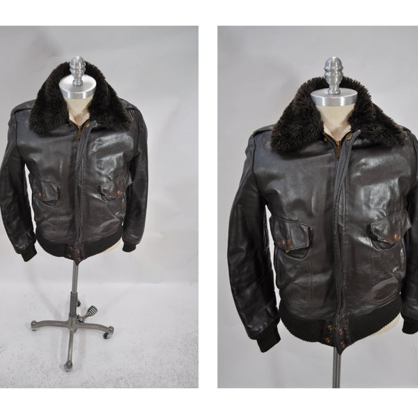 vintage leather BOMBER flight JACKET g1 military small 36 g-1