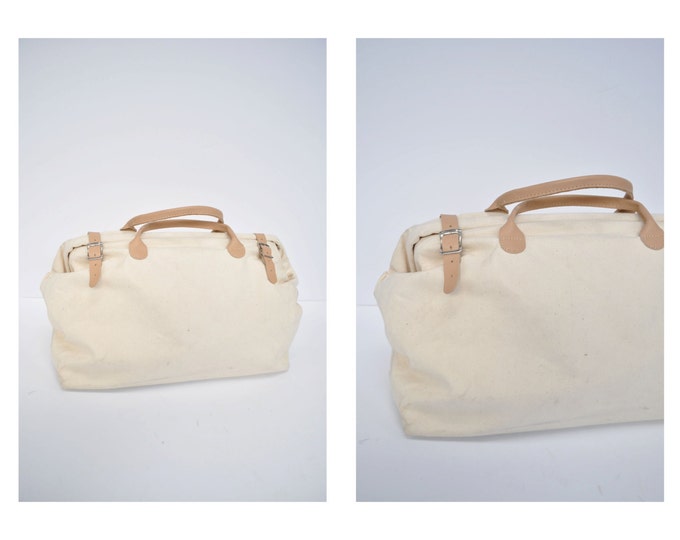 Vintage Tool Bag Canvas and Leather Tool Bag Tote Carry on Etsy