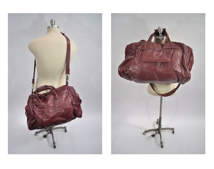 Vintage Leather Carry on Bag Weekender Tote Vintage Leather Bag Duffle