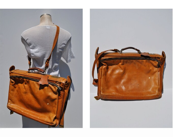 Vintage Leather Carry on Bag Weekender Tote LARGE Vintage Etsy