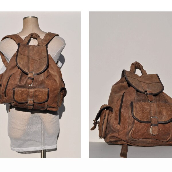 vintage leather backpack leather back pack HUGE rucksack ruck sack leather ruck sack leather rucksack