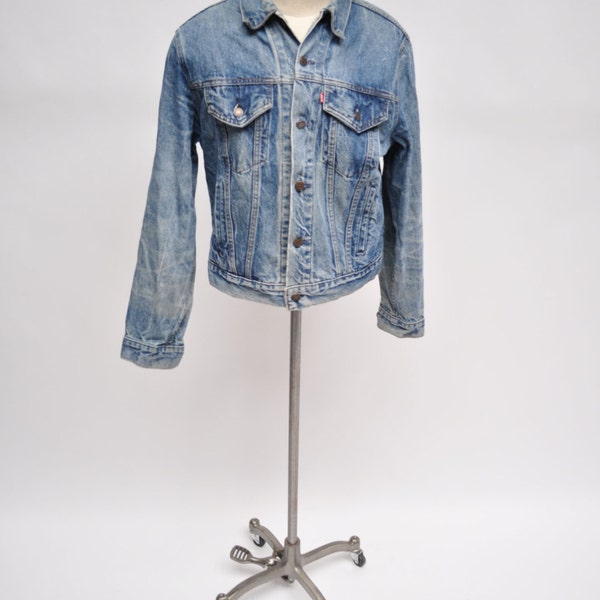 vintage jean jacket vintage LEVIS denim jacket DISTRESSED burnout burn large