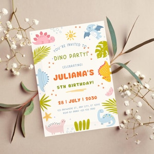 Dinosaur Birthday Invitation, Editable Three Rex Birthday Invite, Boys Third Birthday Dino Party, Three-Rex On The Loose