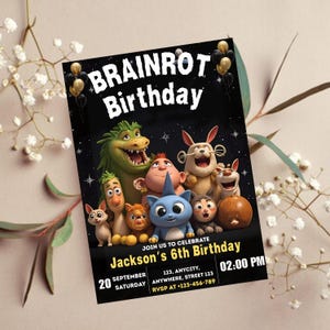 Italian Brainrot Birthday Invitation: Editable Canva Template (Digital Download 5x7 in