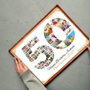 EDITABLE 50th Birthday Photo Collage, 50th Birthday Photo Poster Template, 50th Birthday Gifts, 50th Birthday Party Decorations