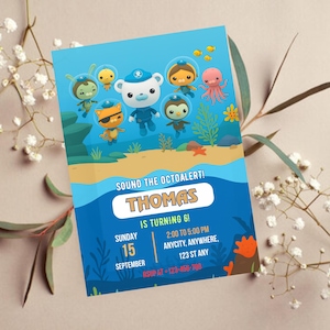 Invitation octonautes, invitation d&#39;anniversaire modifiable imprimable, invitation du capitaine Barnacles, modèle d&#39;invitation de fête d&#39;anniversaire fille garçon