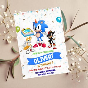 Sonic Editable Birthday Invitation | Hedgehog Party Invitation Template Printable | For Boy and Girl invitation | Invite Instant Download