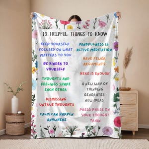 Motivational Helpful Blanket | Mindfulness, Relaxation Gift, Self-Care Decor, Comfort Blanket, Affirmations, Home Decor, Anxiety, Good Sleep