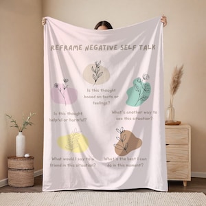 Reframing Blanket | Throw for Self-Care, Mental Health Gift, Inspirational Home Decor, Relaxation, Emotional Support blanket, Inspiration
