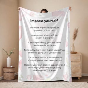 Impress yourself Blanket | Cozy Self-Love Decor, Gift for Encouragement, Motivational Throw for Women, Soft Home Accent, Emotional Support