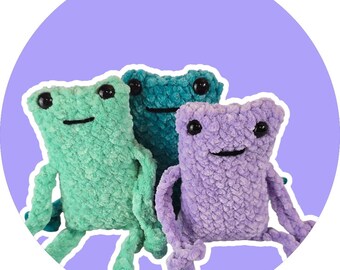 Chenille Yarn Crochet Frog: Handmade Plush Toy
