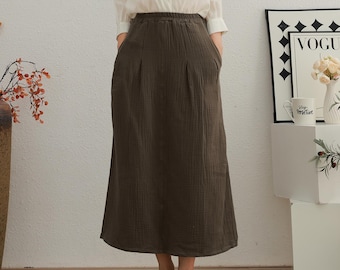 Winter Dicker Musselin Rock Dreischichtig Weich Schwerer Baumwolle Röcke Herbst Warme Homewear A-Linie Maxi Rock Outwear Tailored Plus Größe 3XL-7XL